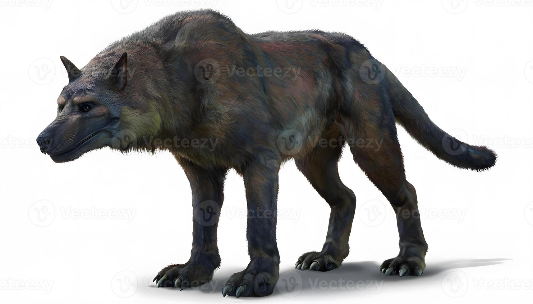 An image of a wolf standing on its hind legs photo