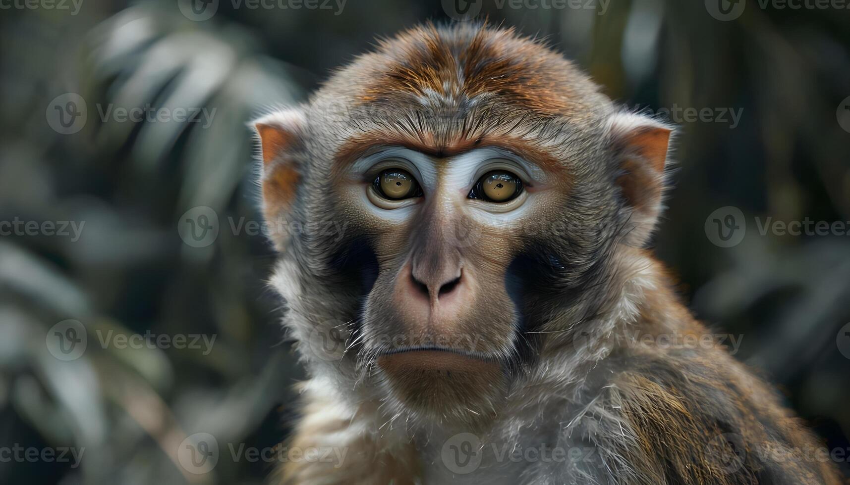 A monkey with a sad face looking at the camera photo