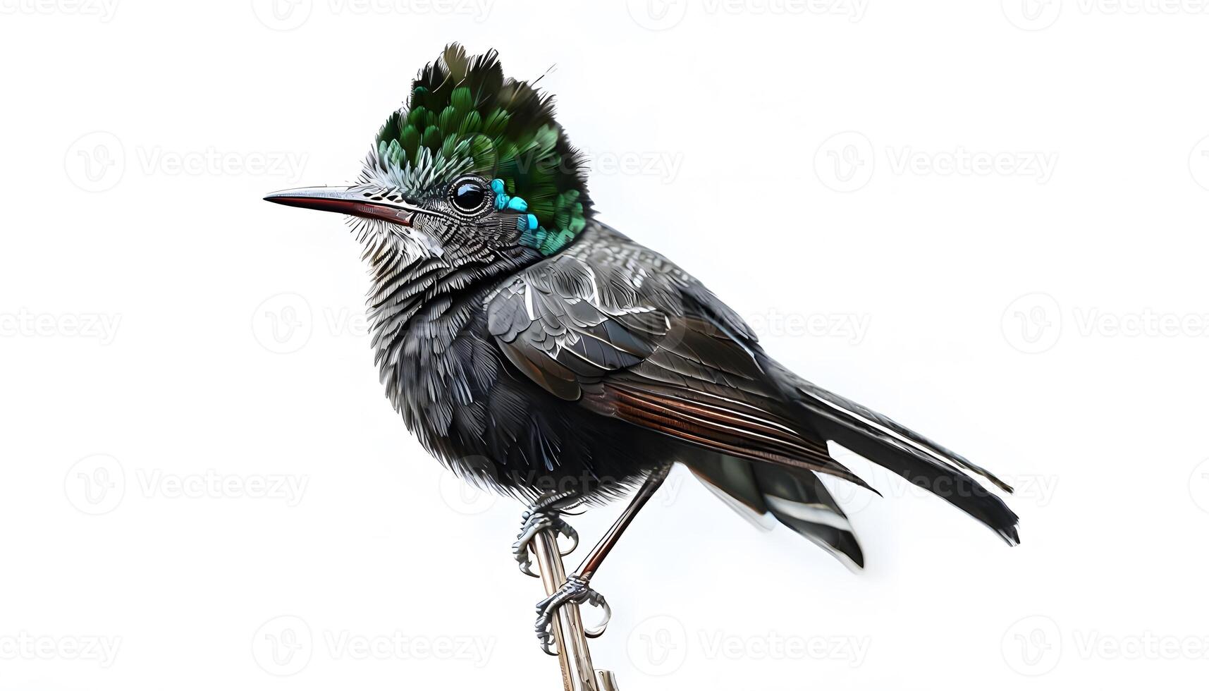 A bird with a green and blue head photo