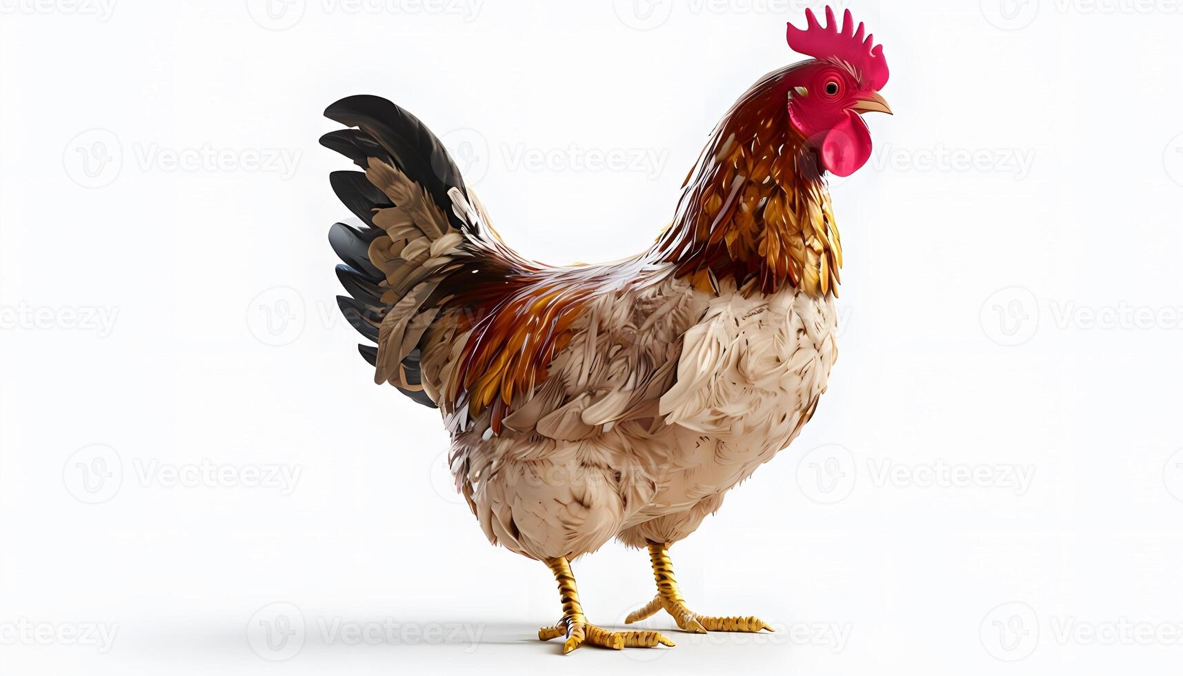 A rooster standing on a white background photo