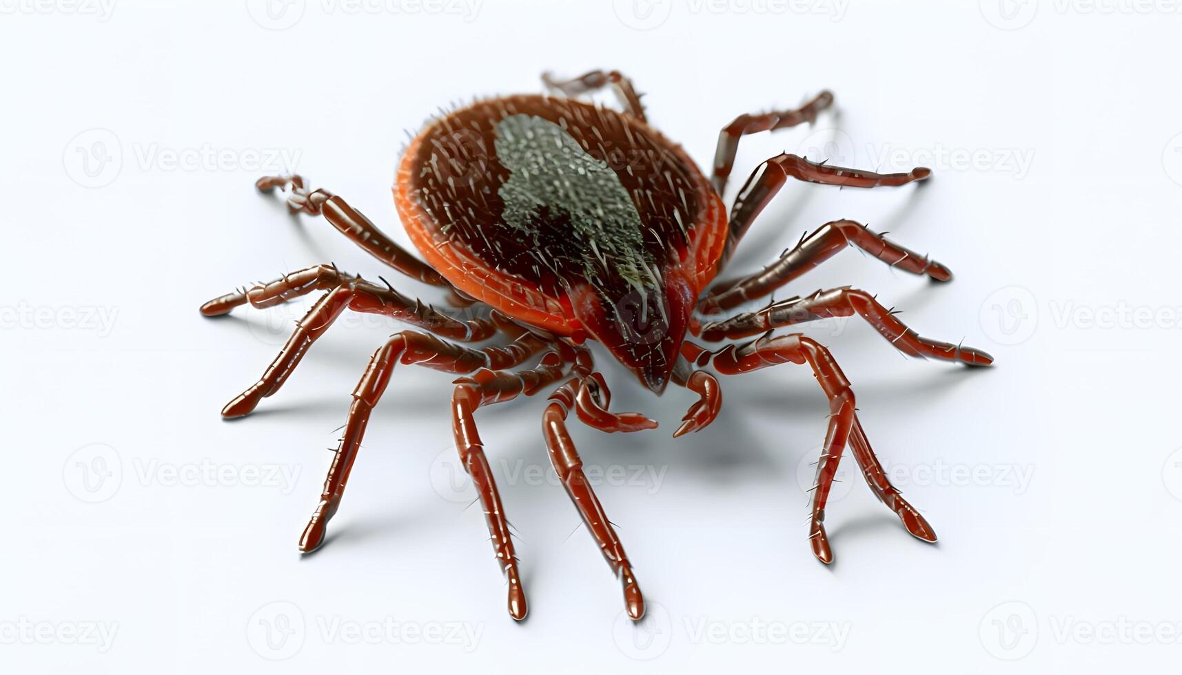 A tick is shown on a white background photo