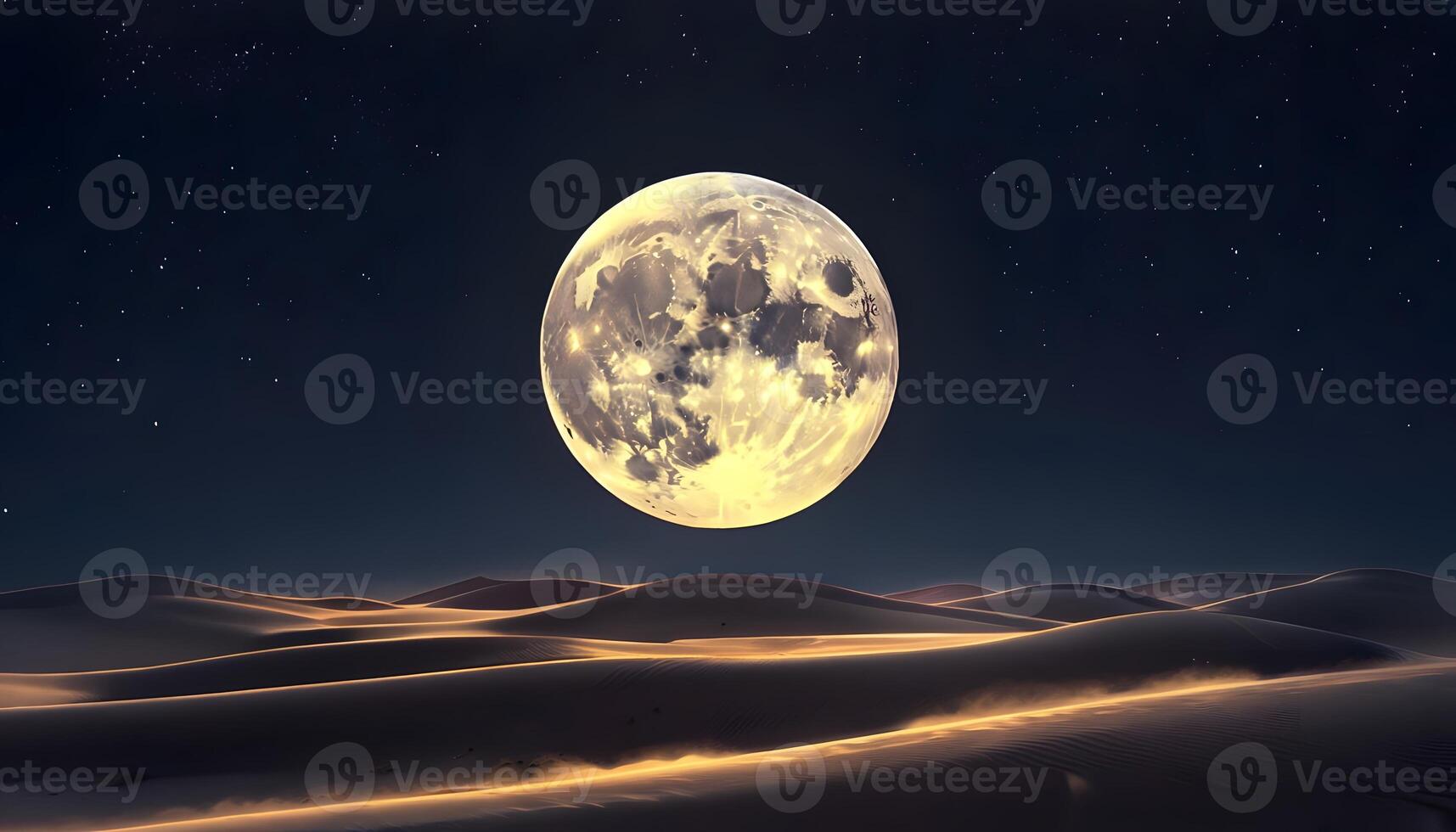 A full moon is seen over the desert photo