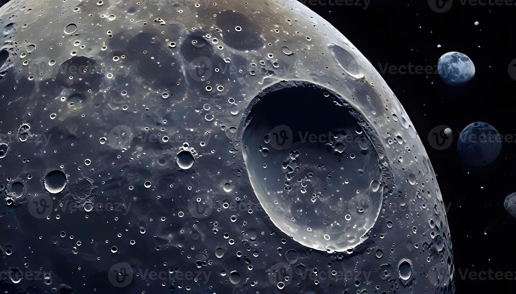 The moon is shown with many small moons photo