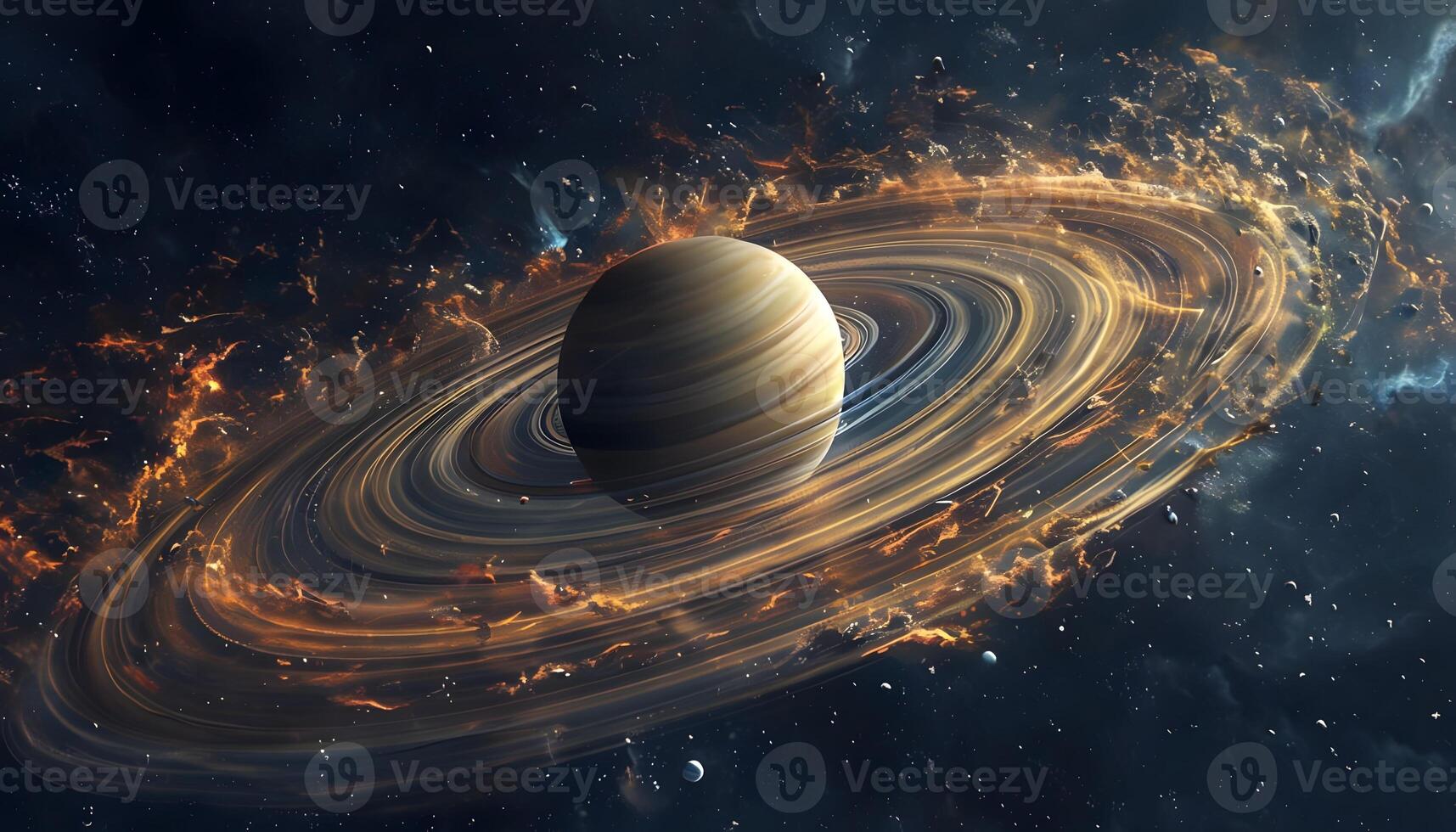 An artist's rendering of saturn with its rings photo
