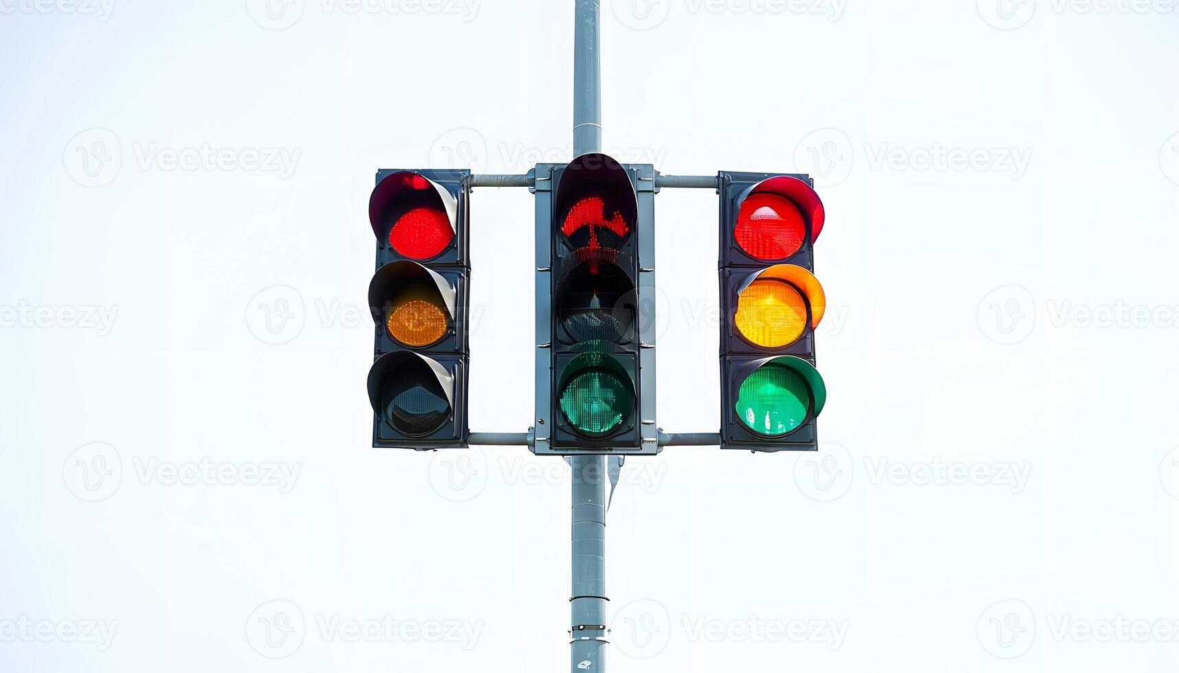 A traffic light with four different colors photo