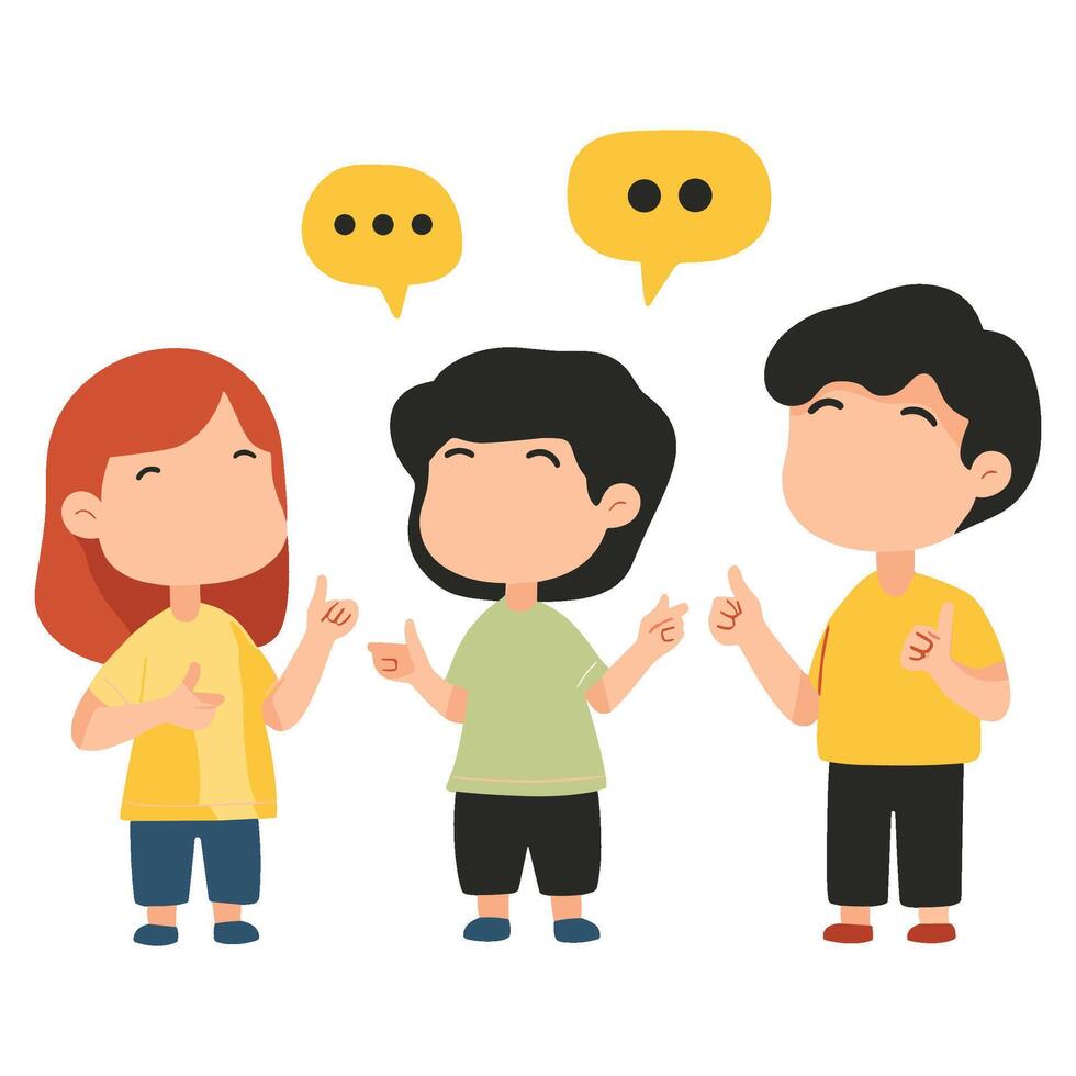 Children Talking with Speech Bubbles vector
