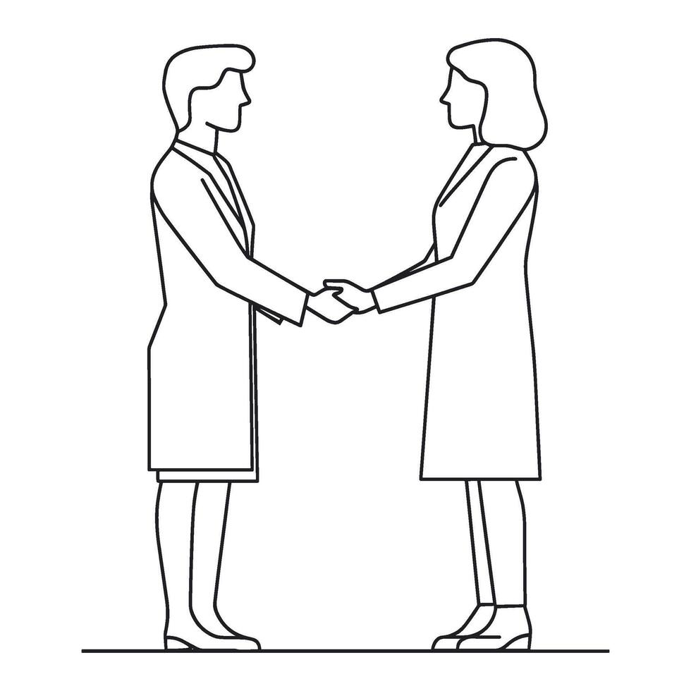 Business Handshake in Minimal Line Art Style vector
