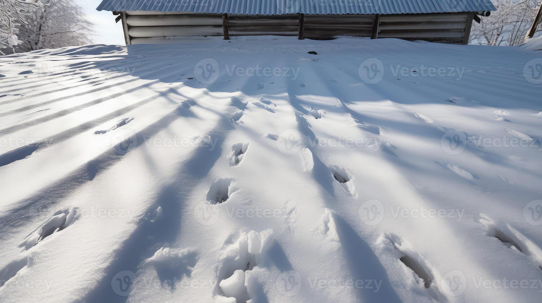 cold snow on metal roof photo