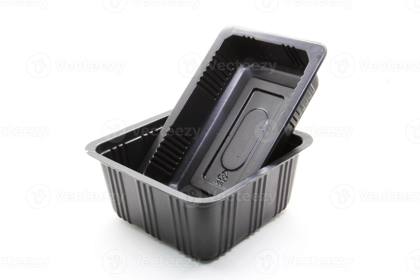 Plastic food container on white background photo
