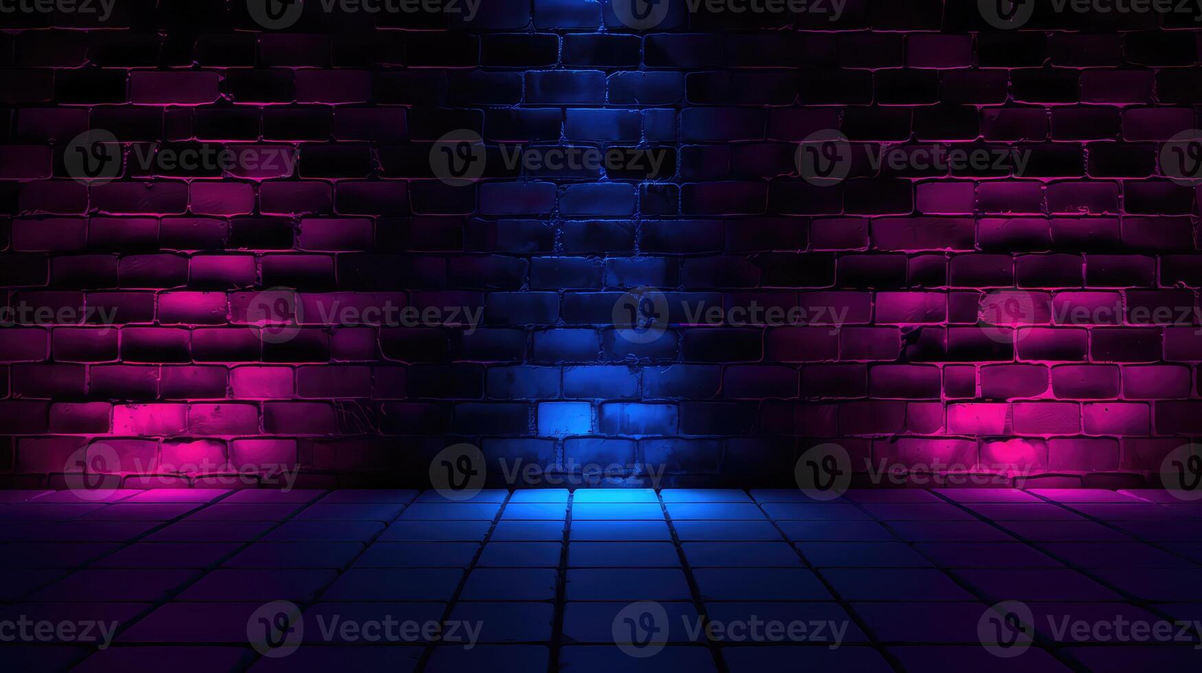 mysterious dark neon brick background photo