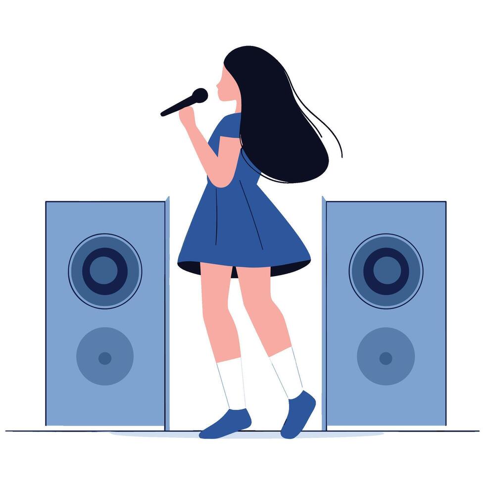 Female Singer Performing on Stage with Microphone vector