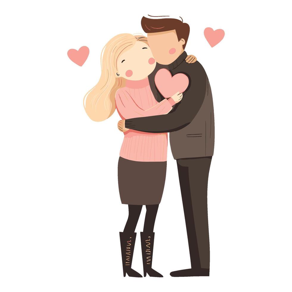 Romantic Couple Hugging with Affectionate Expression vector