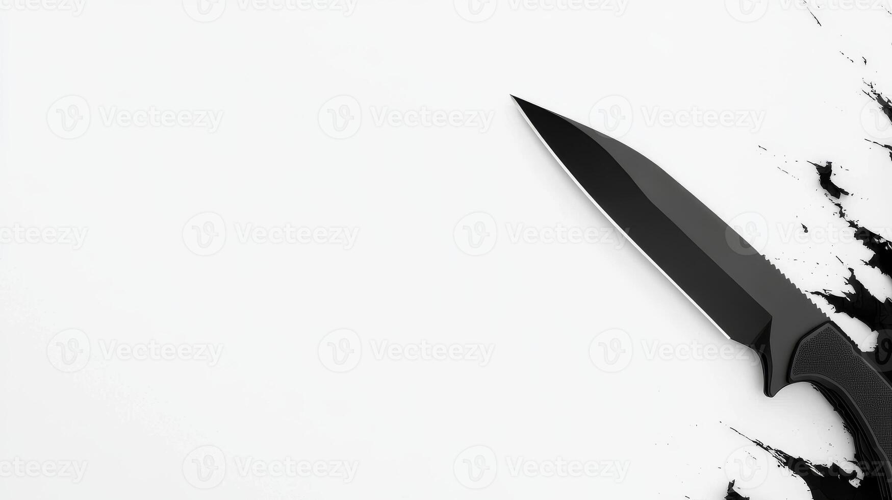 Hunting knife with black handle photo
