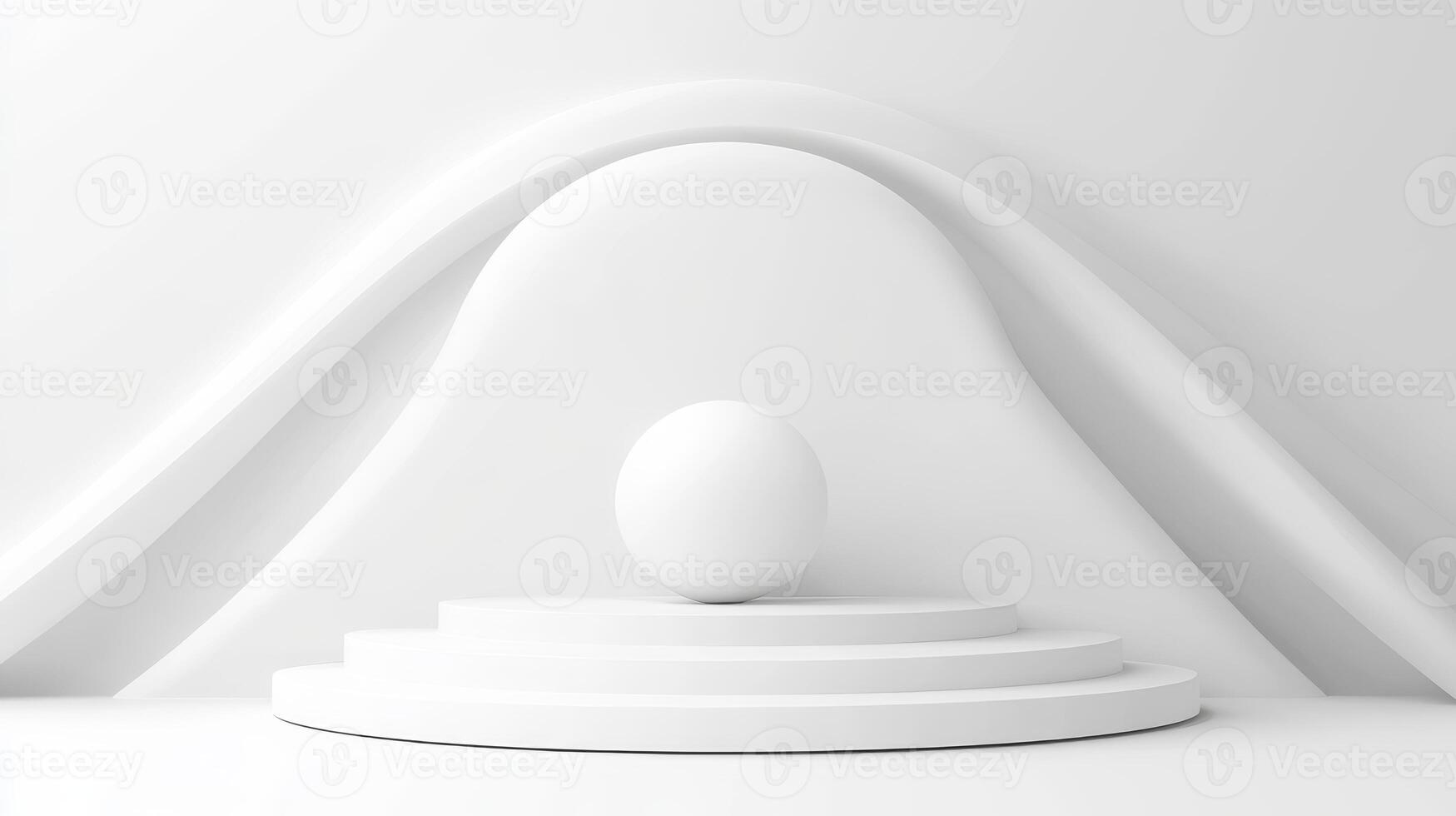 Abstract white stage with sphere shape photo