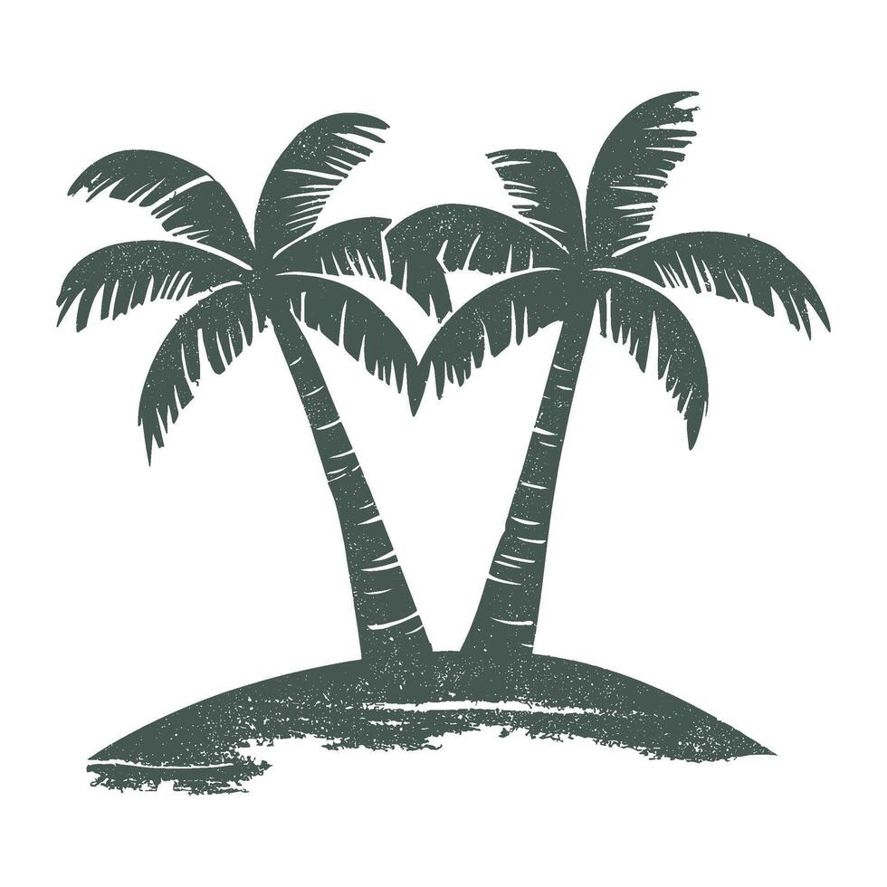 Three Palm Trees on an Island in a Tropical Setting vector