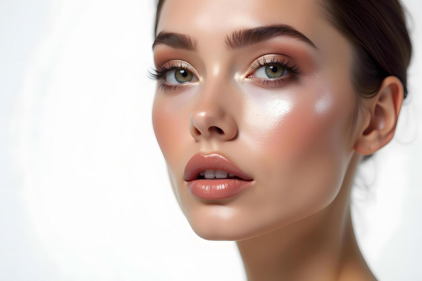 Beautiful woman with makeup and bright eyes photo