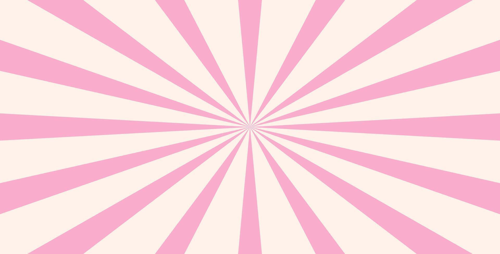 Old groovy background. Hippie backdrop with curved stripes. Y2k aesthetic. Retro psychedelic illustration. Abstract pattern with rays. Twisted design in pink colors vector