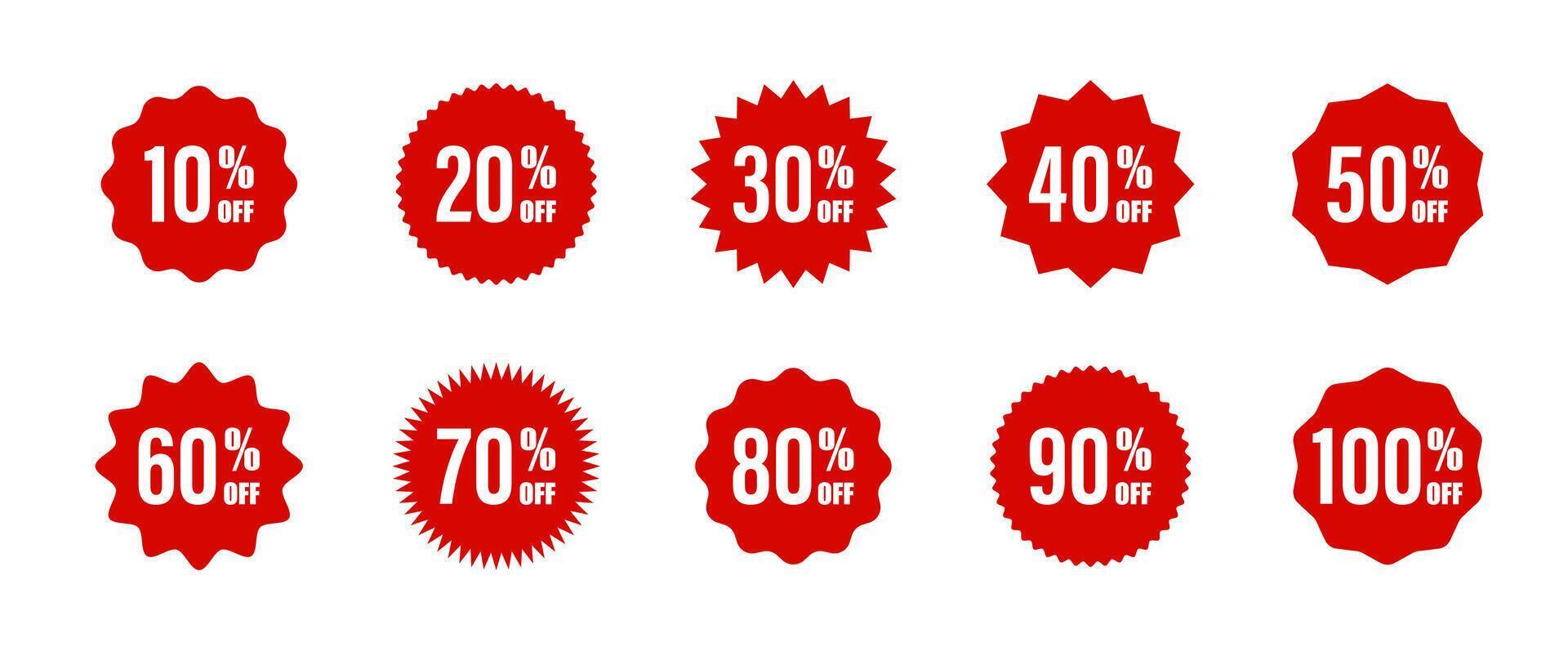 Starburst price. Set of Zigzag edge circle shapes. Flat Design elements. Red Colored stickers. illustration vector