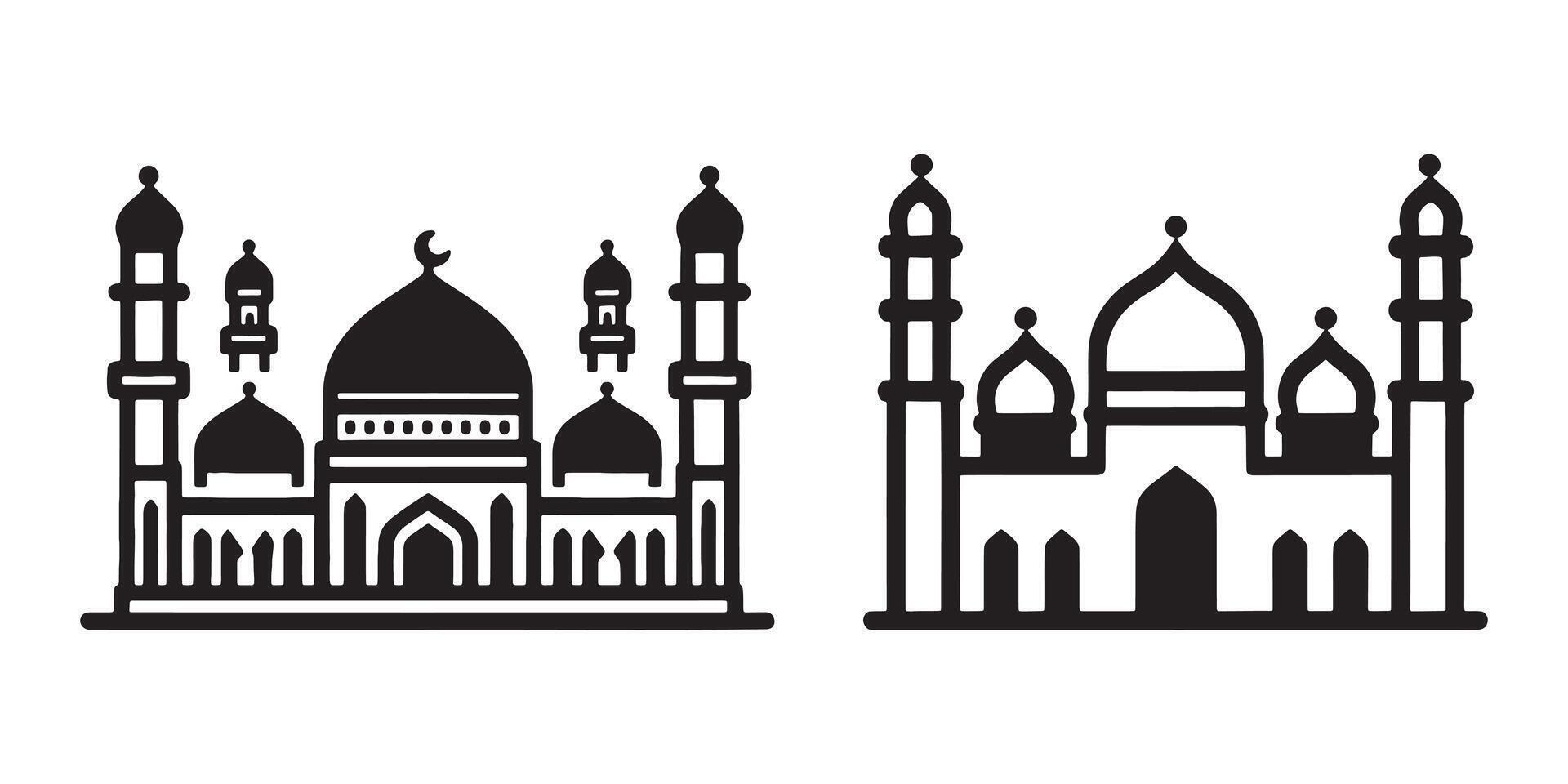 Mosque icon, Simple Black and White Mosque Outline for Design vector