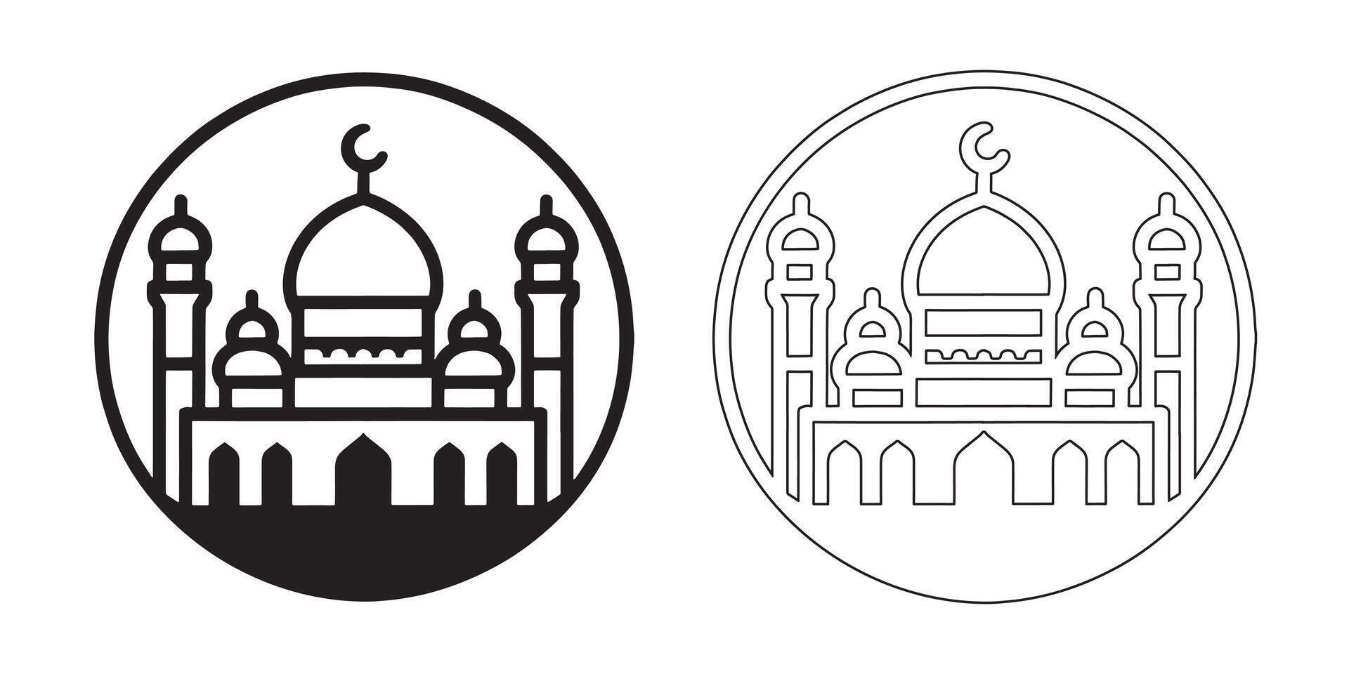 Monochrome Mosque Iconography vector