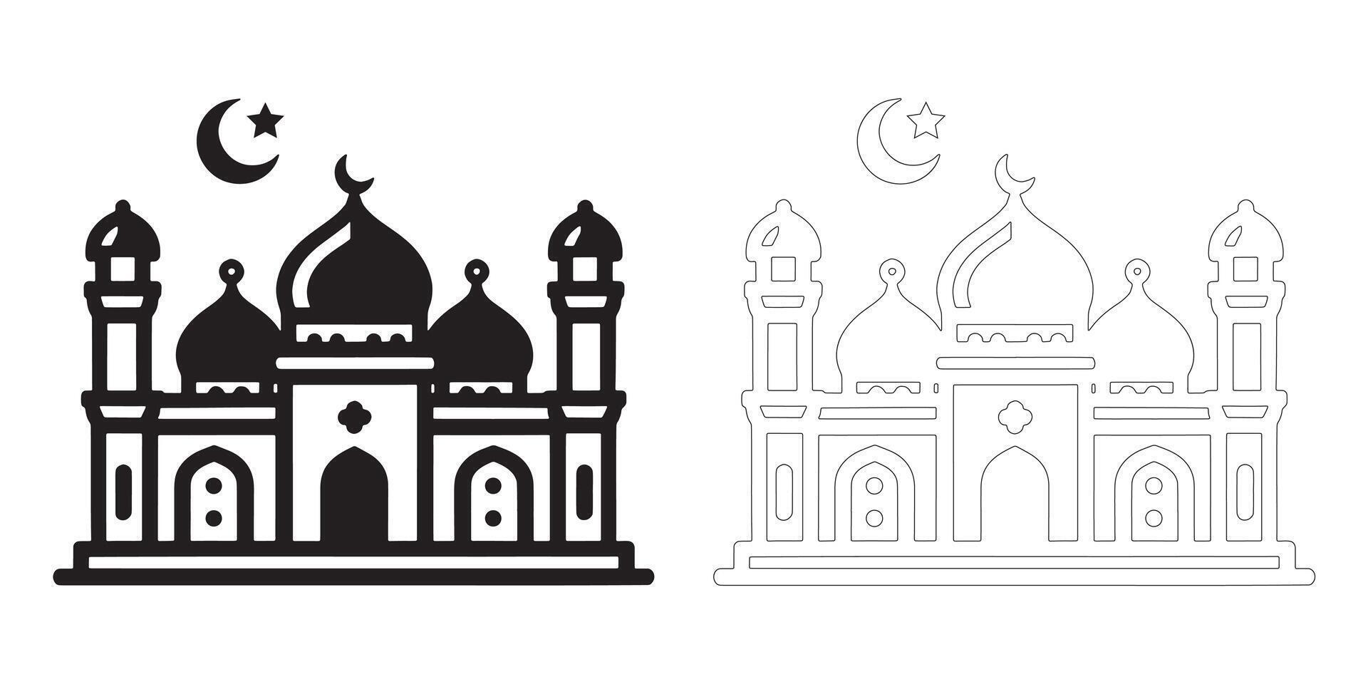 Mosque Silhouette in Stark Contrast vector