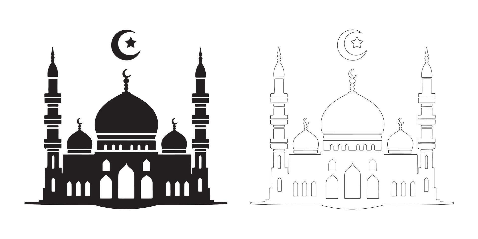 Elegant Black White Mosque Design vector