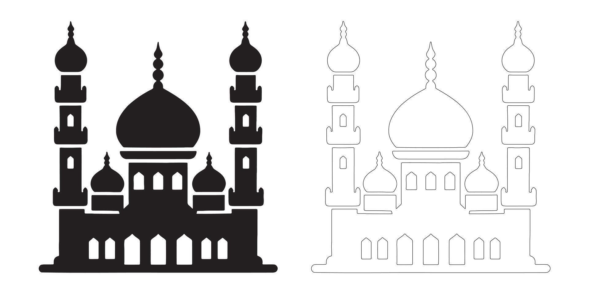 Mosque Art in Minimal Lines vector
