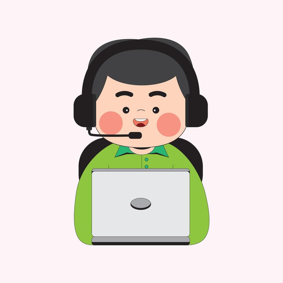 Man Customer Service Cartoon Character Illustration vector