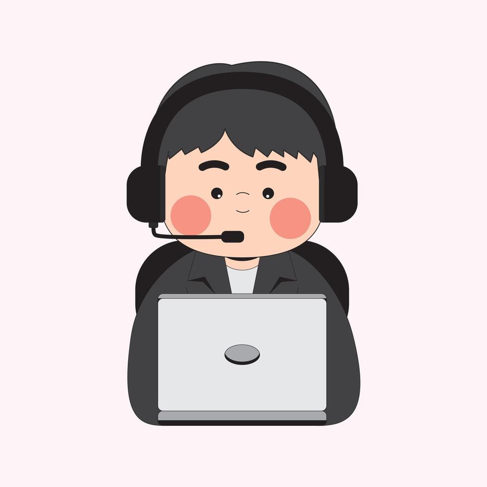 Customer Service Profession Cartoon Character Illustration vector