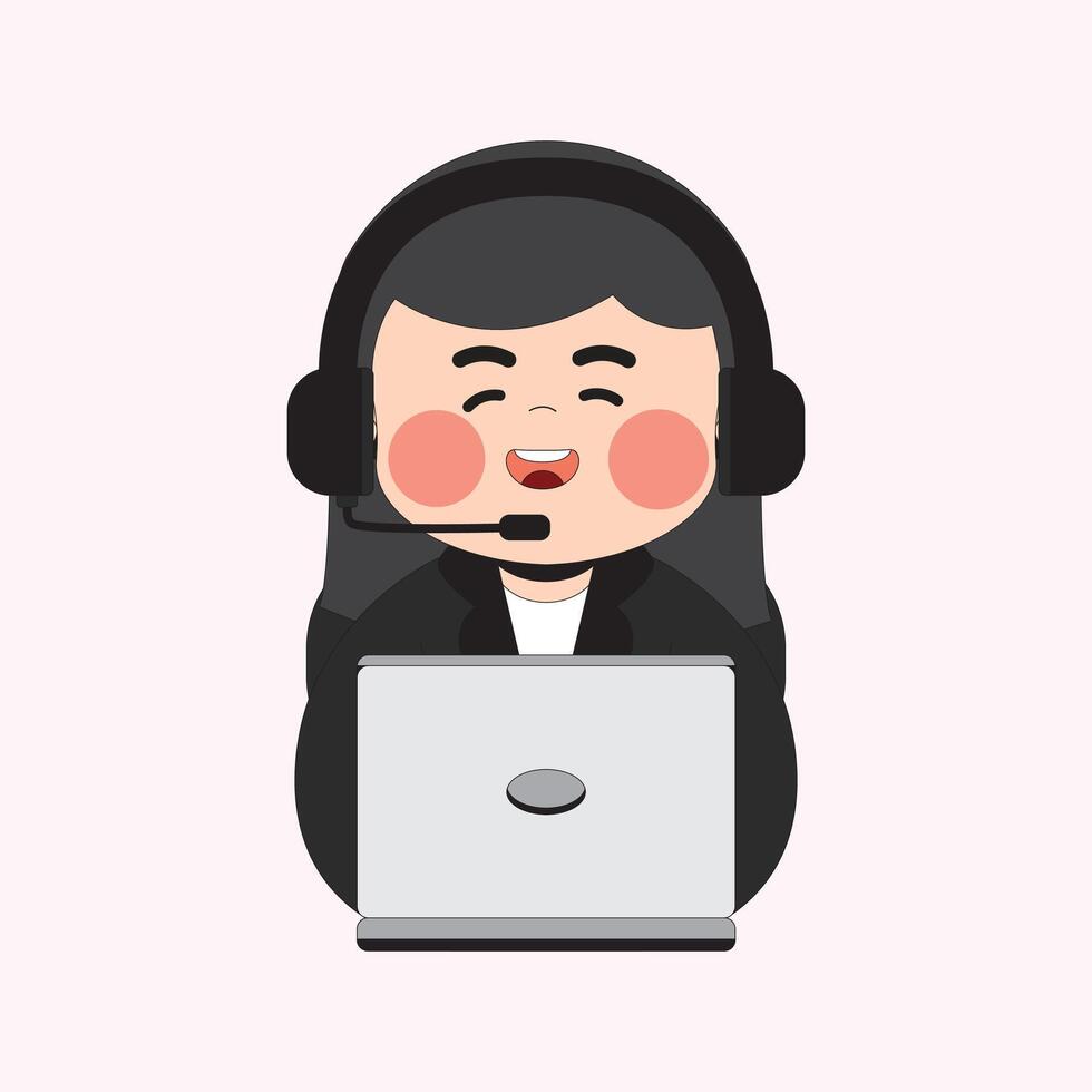 Woman Customer Service Cartoon Character Illustration vector