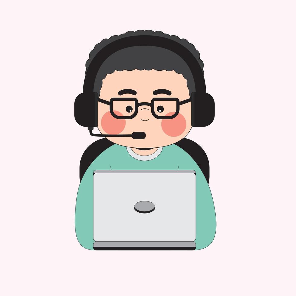 Man Customer Service Profession Cartoon Character Illustration vector