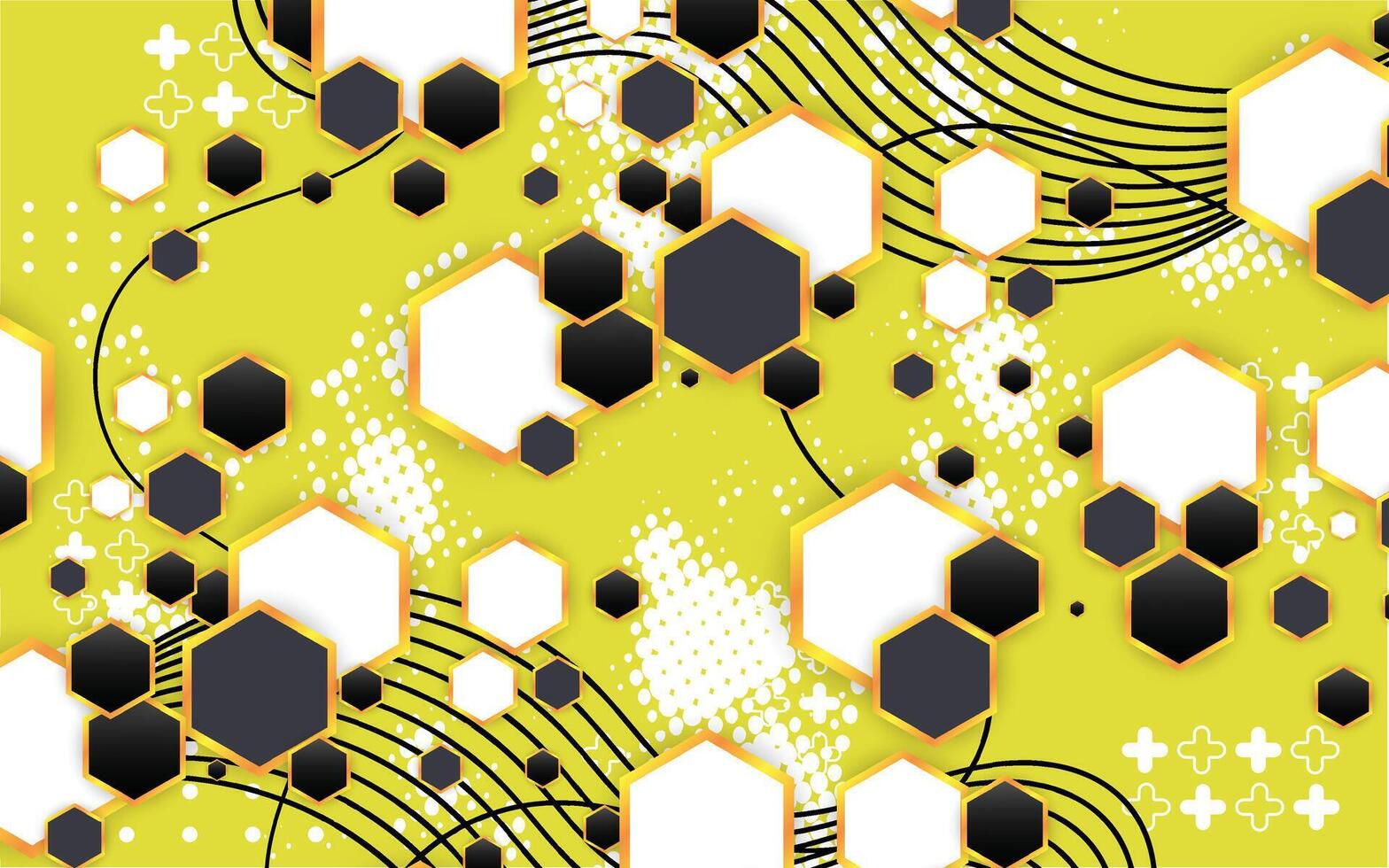 A golden hexagon geometric background vector