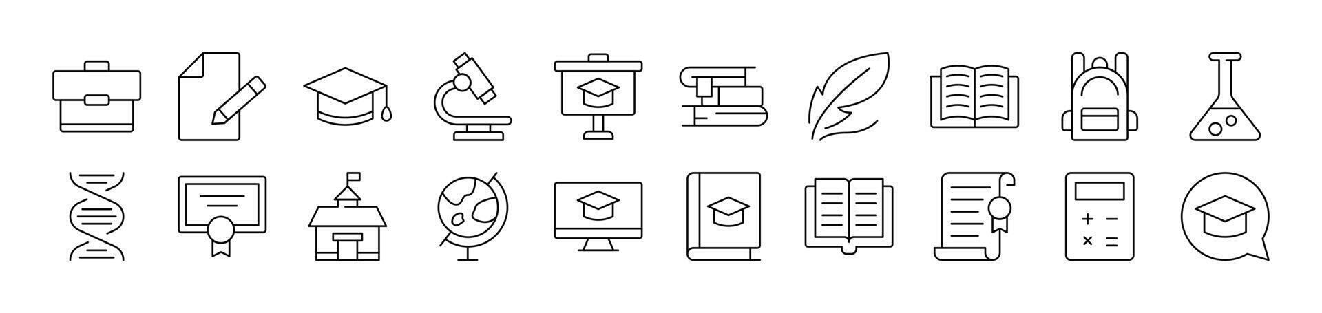 Collection of Signs of Briefcase, Microscope, Books for apps, web sites, banners, infographics and other types of design vector