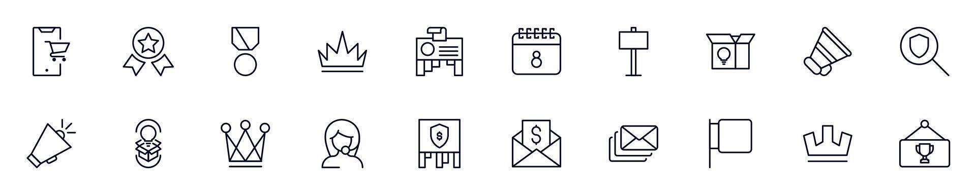 Collections of line icons of marketing. Simple linear illustration that perfect for web banners, social networks, articles, infographics vector