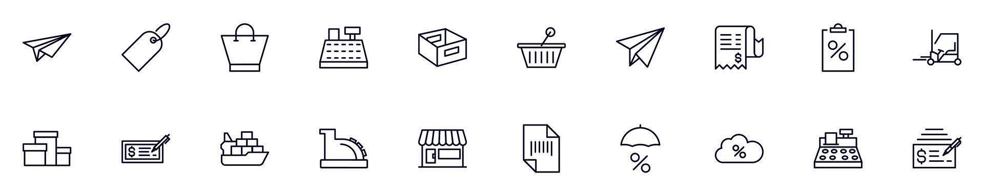 Commerce modern web icons for infographics. Simple linear illustration for apps, sites, infographics vector