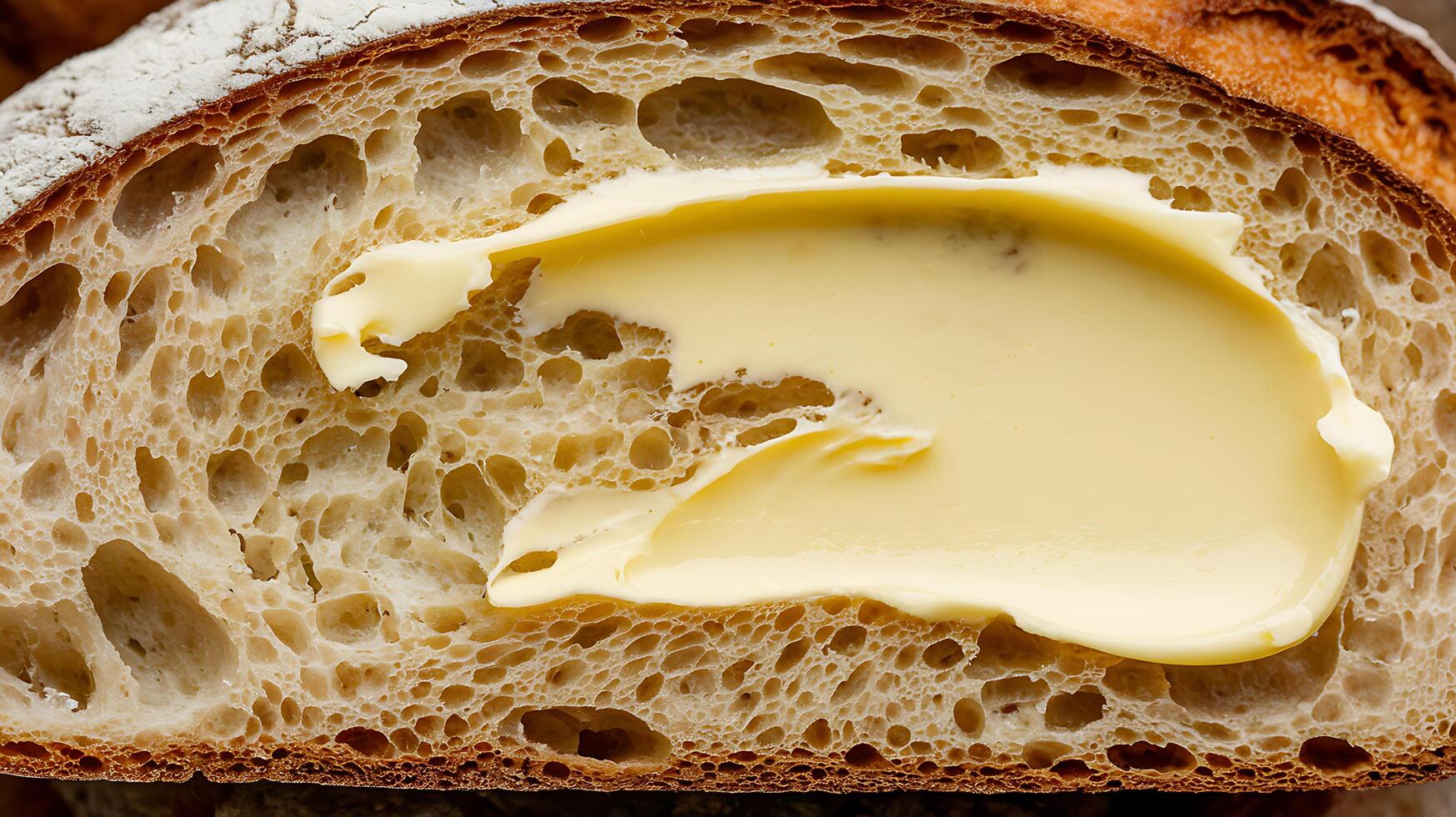 A close up of a piece of bread with butter photo