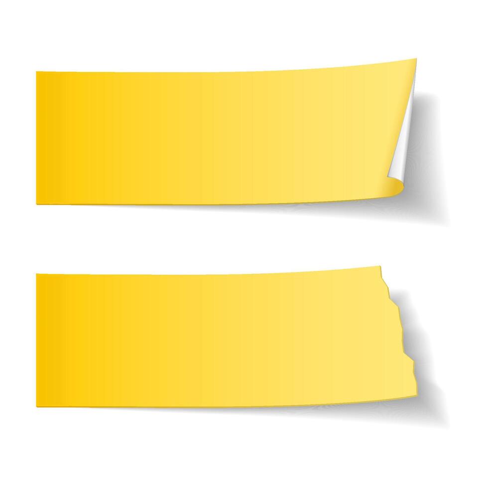 Sticky paper with curl and ripped sticky paper on white background vector