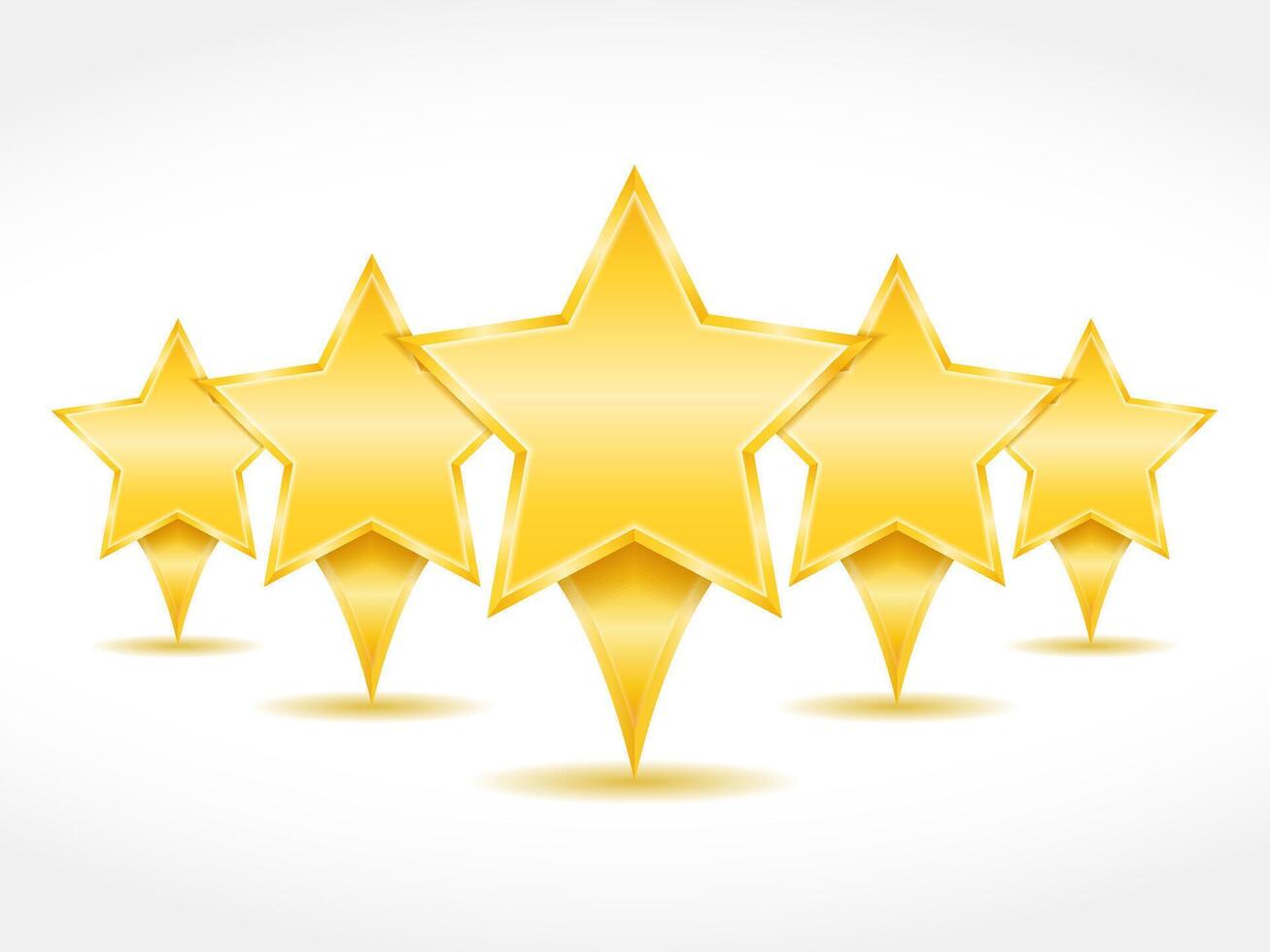 Row of five golden stars vector
