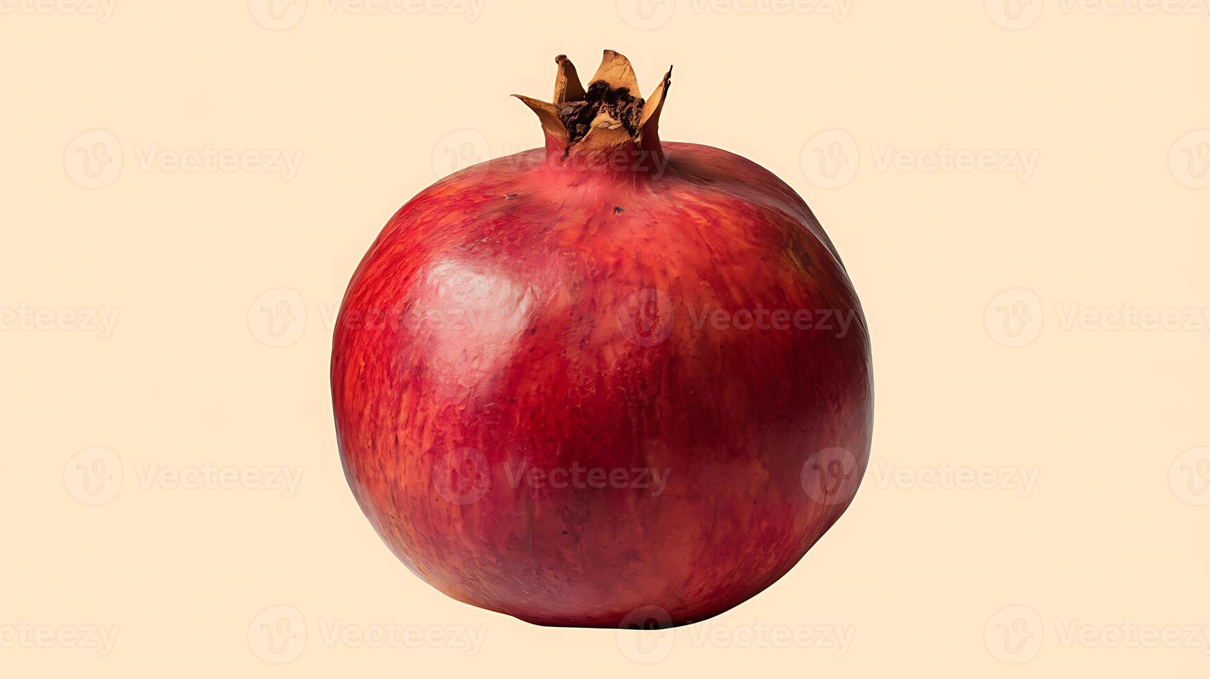 A pomegranate is shown on a beige background photo