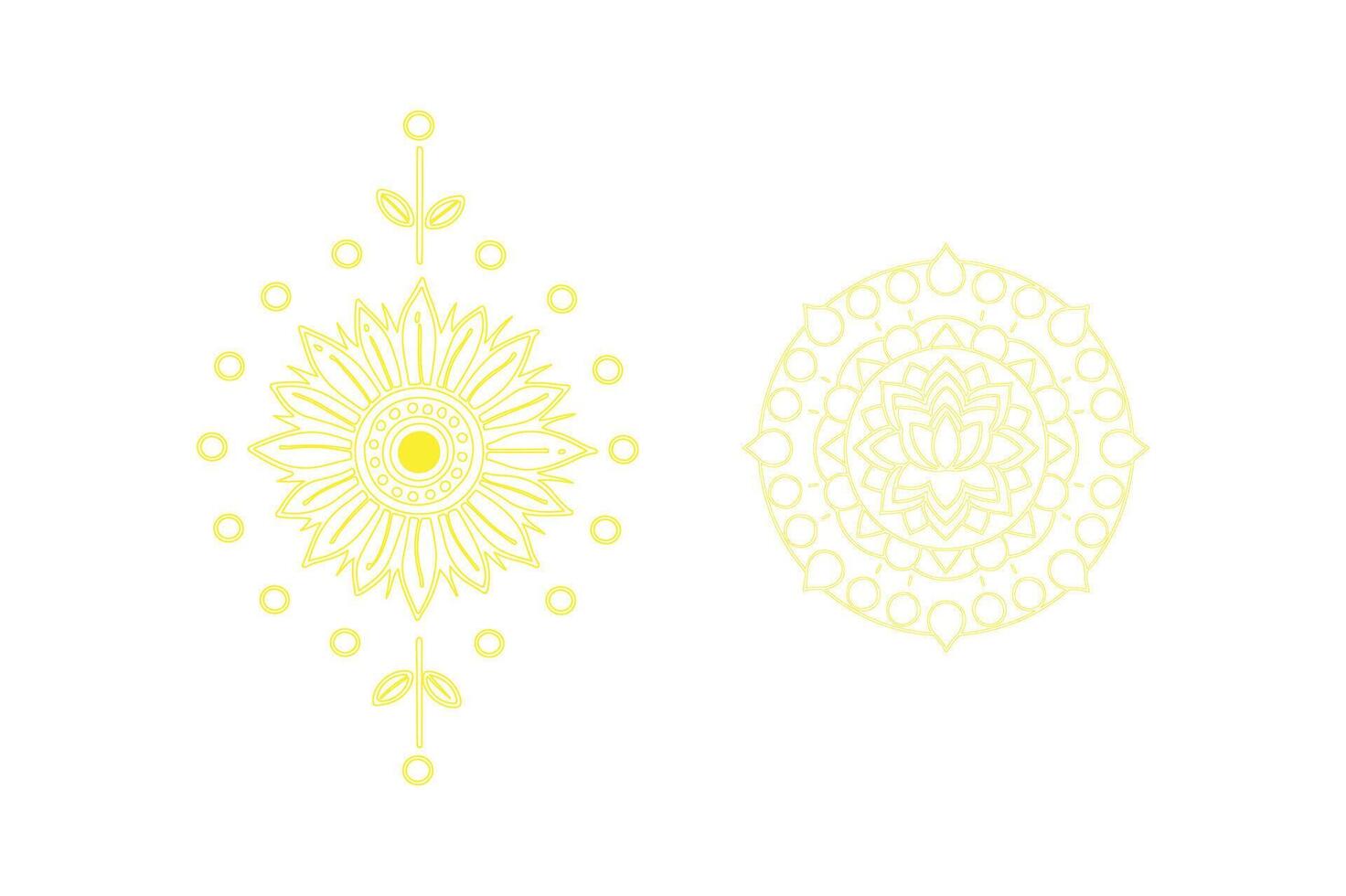A yellow flower design with a circle in the center vector