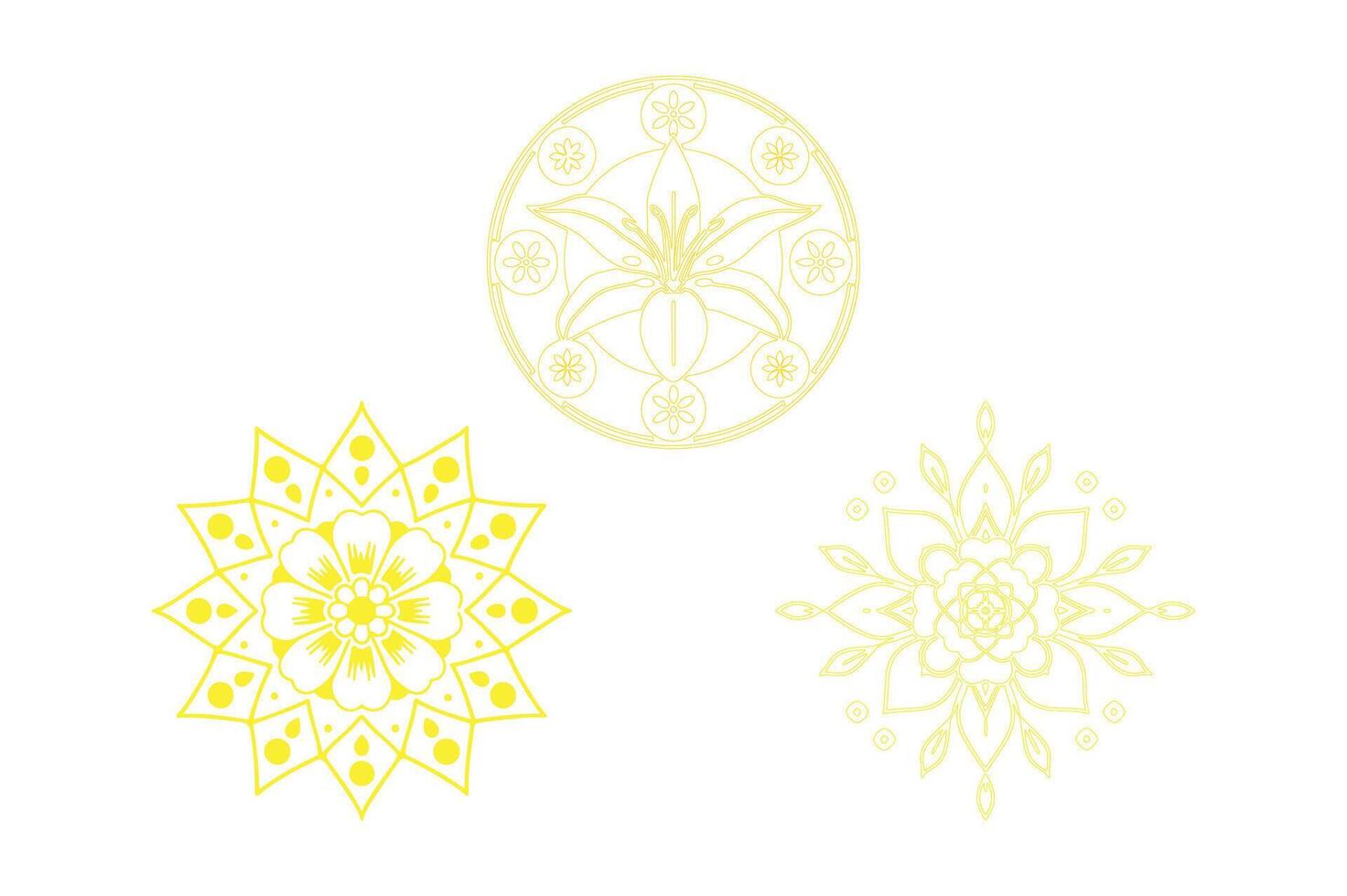 Yellow mandalas on white background vector