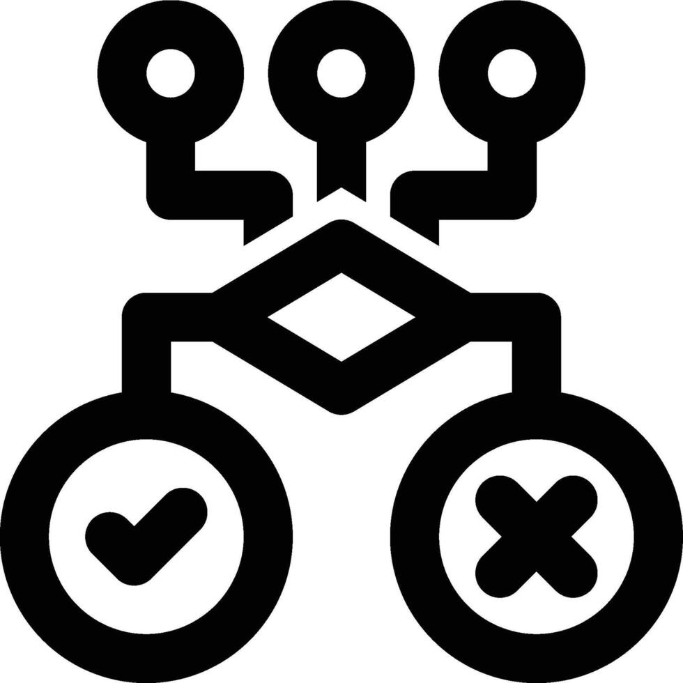 Decision System, AI Outline Icon vector