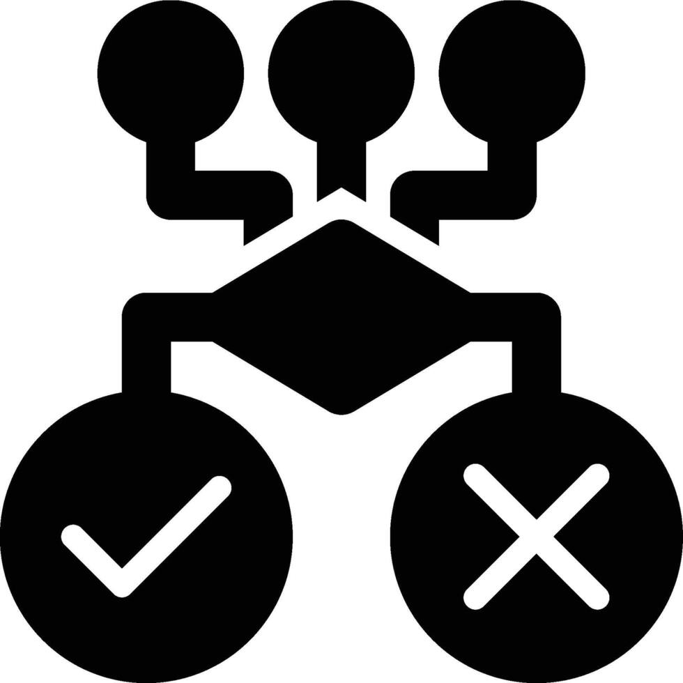 Decision System, AI Glyph Solid Icon vector