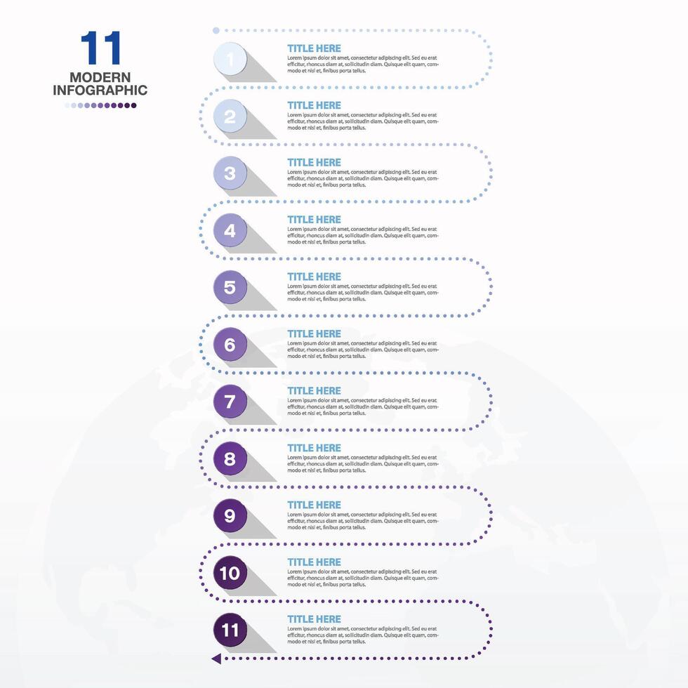 Infographic 11 step, Blue color vector