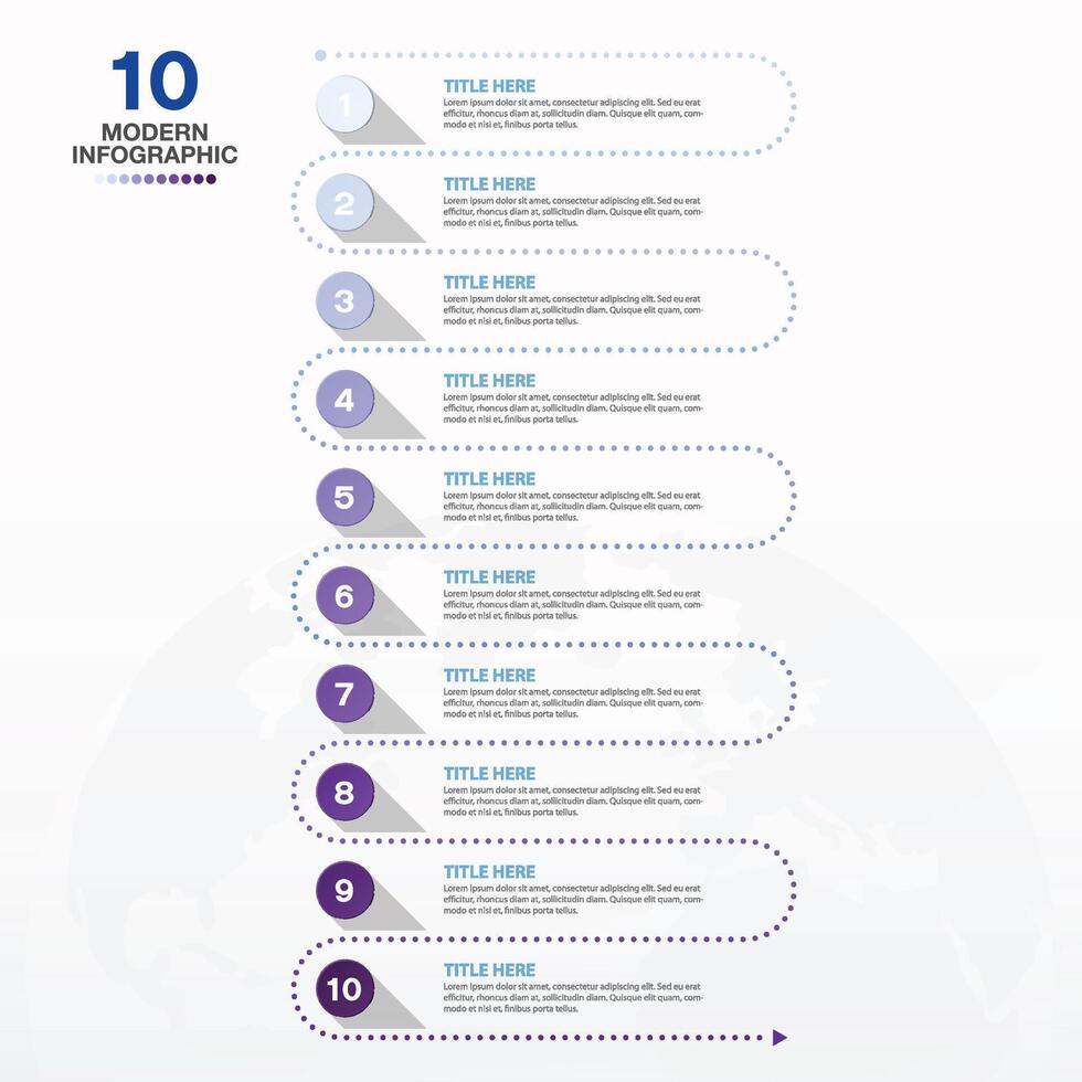 Blue color, Infographic 10 process. vector
