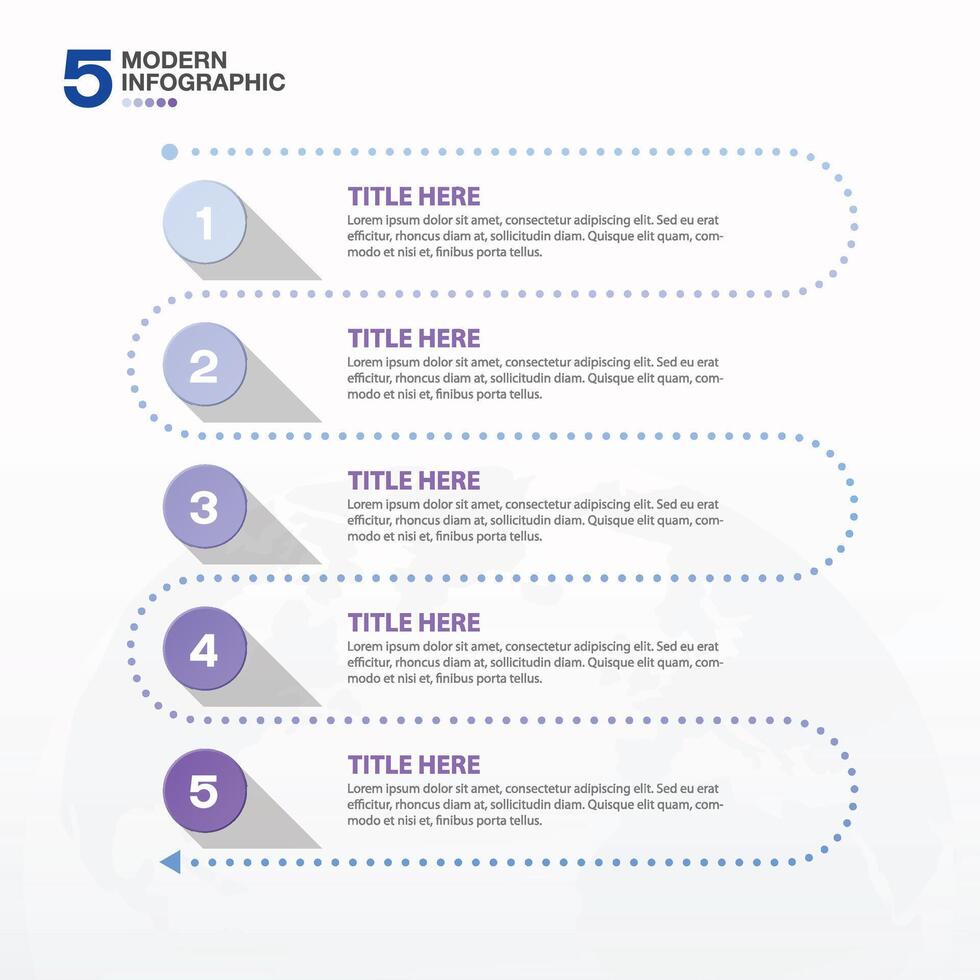 Infographic 5 step, Blue color vector