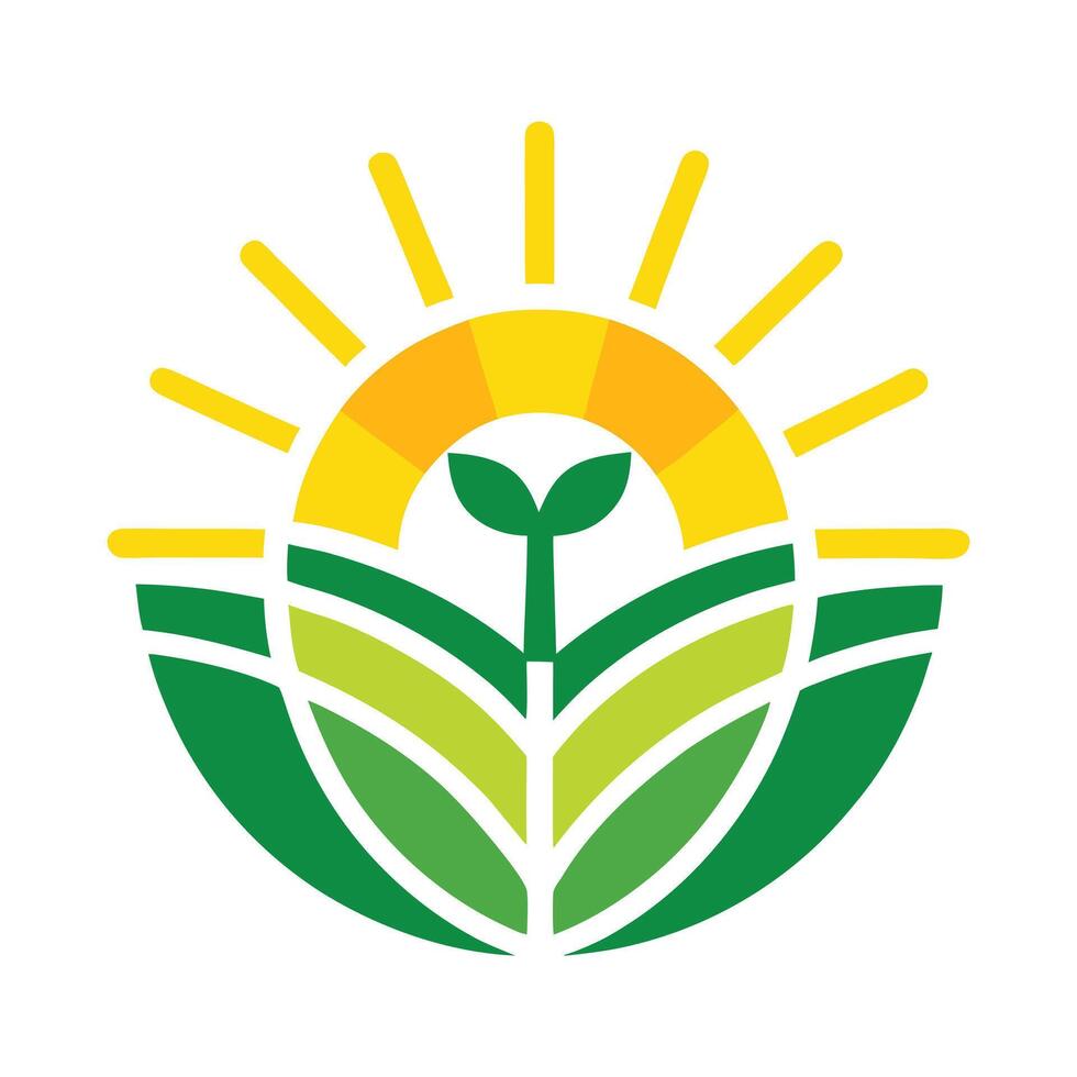 logo minimalist sun and plant vector