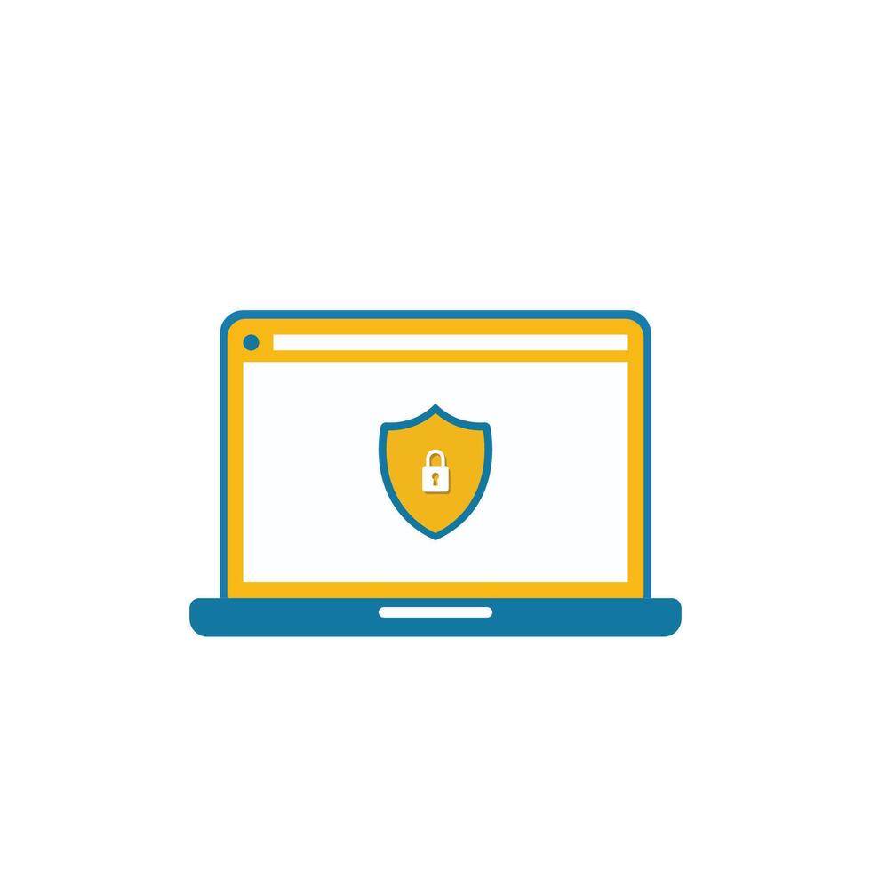 Digital Security Icon Showing a Shield Symbol on a Laptop Screen vector