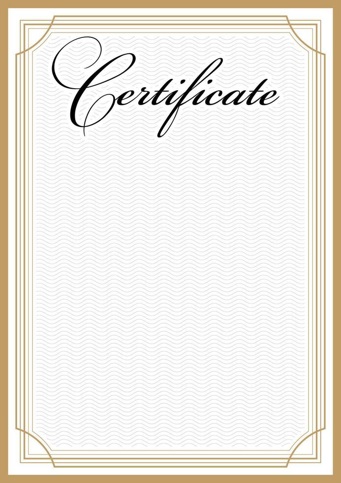 Certificate vertical concept with editable empty backdrop and vintage golden frame. Copy space design vector