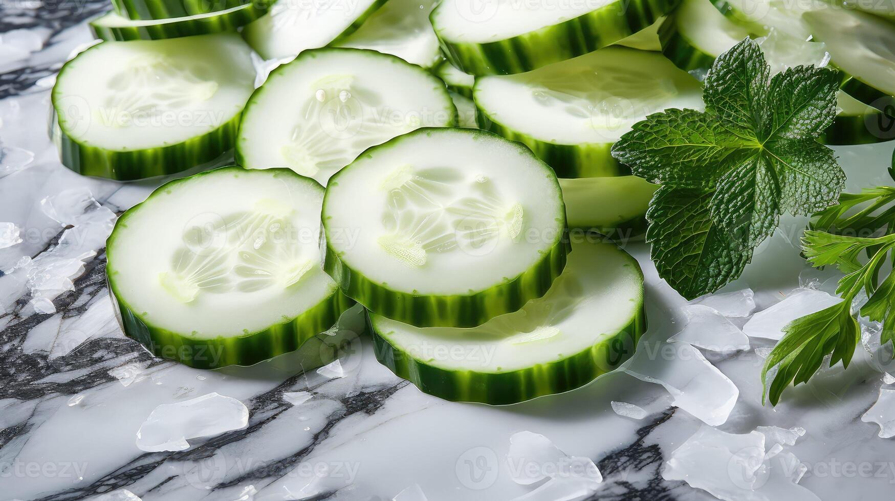 slices chopped cucumber background photo